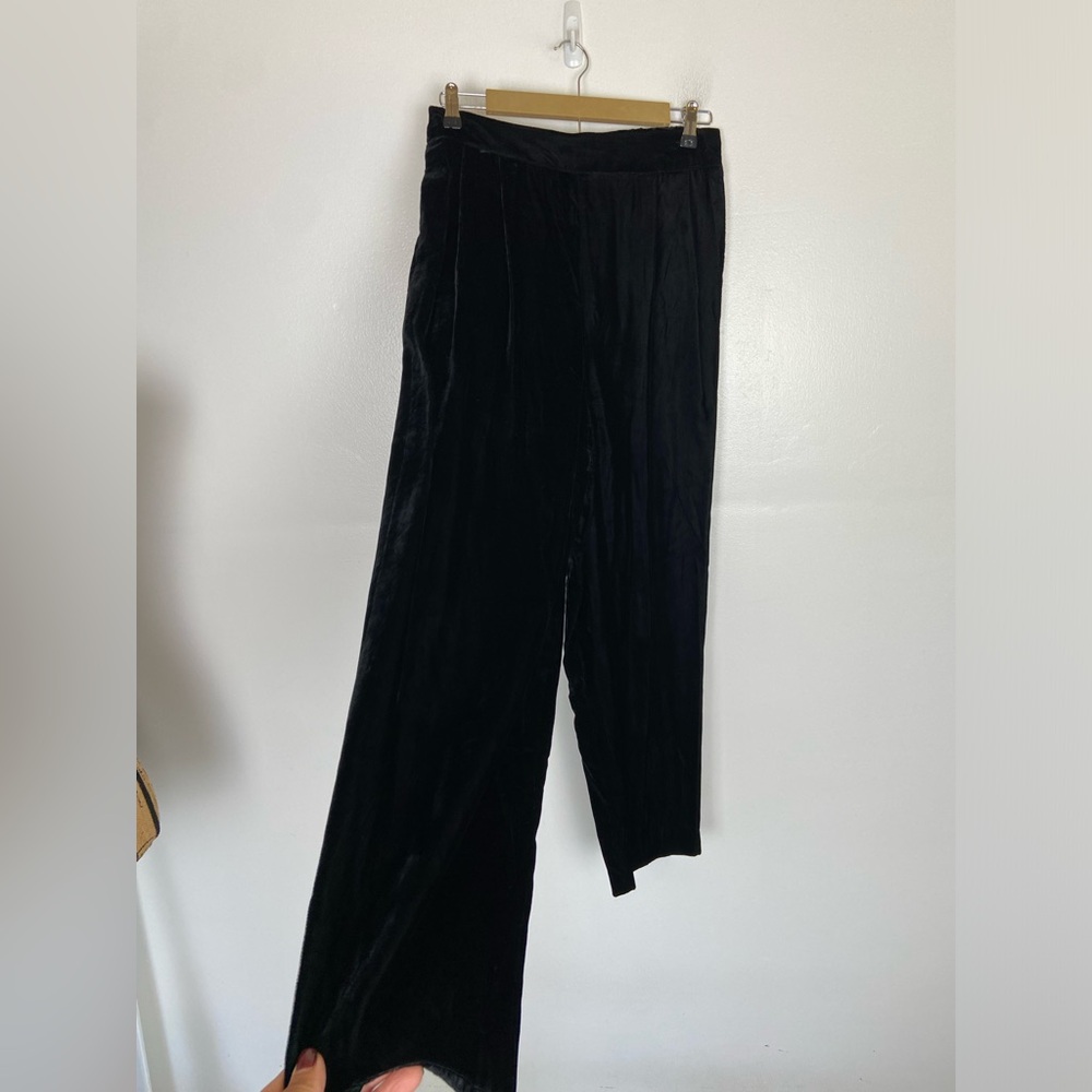 Bonnie & Norma‎ Vintage Velvet Pleated Pants Size 12 Black Pockets High Rise USA